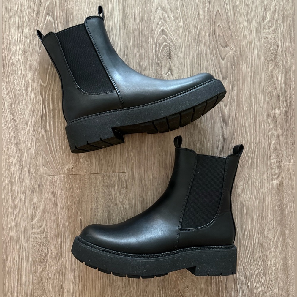 a new day Black Chelsea Platform Ankle Boots